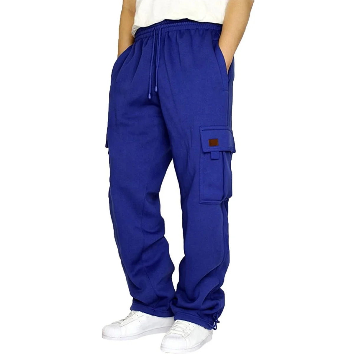 Men's Fashionable Work Pants With Winter Insulation, Multiple Pockets, Drawstring Fastening, Warm And Loose Casual Trousers