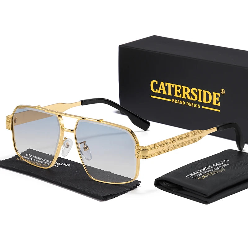 CATERSIDE Men's Luxury Sunglasses High-Quality Metal Frame Sun Glasses Fashion Women's Outdoor Travel Decoration Glasses Uv400