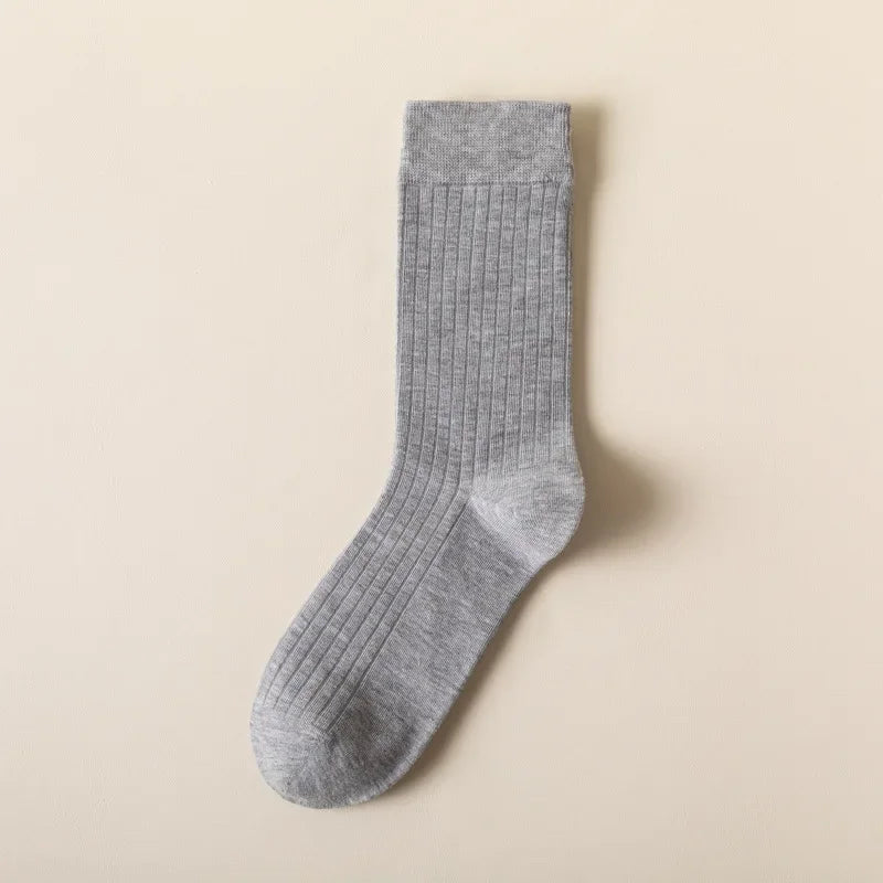 Men Cotton Socks High Quality Solid Color Business Crew Spring Autumn Knitting Mib Tube Ankle Long Breathable Casual Soft Socks