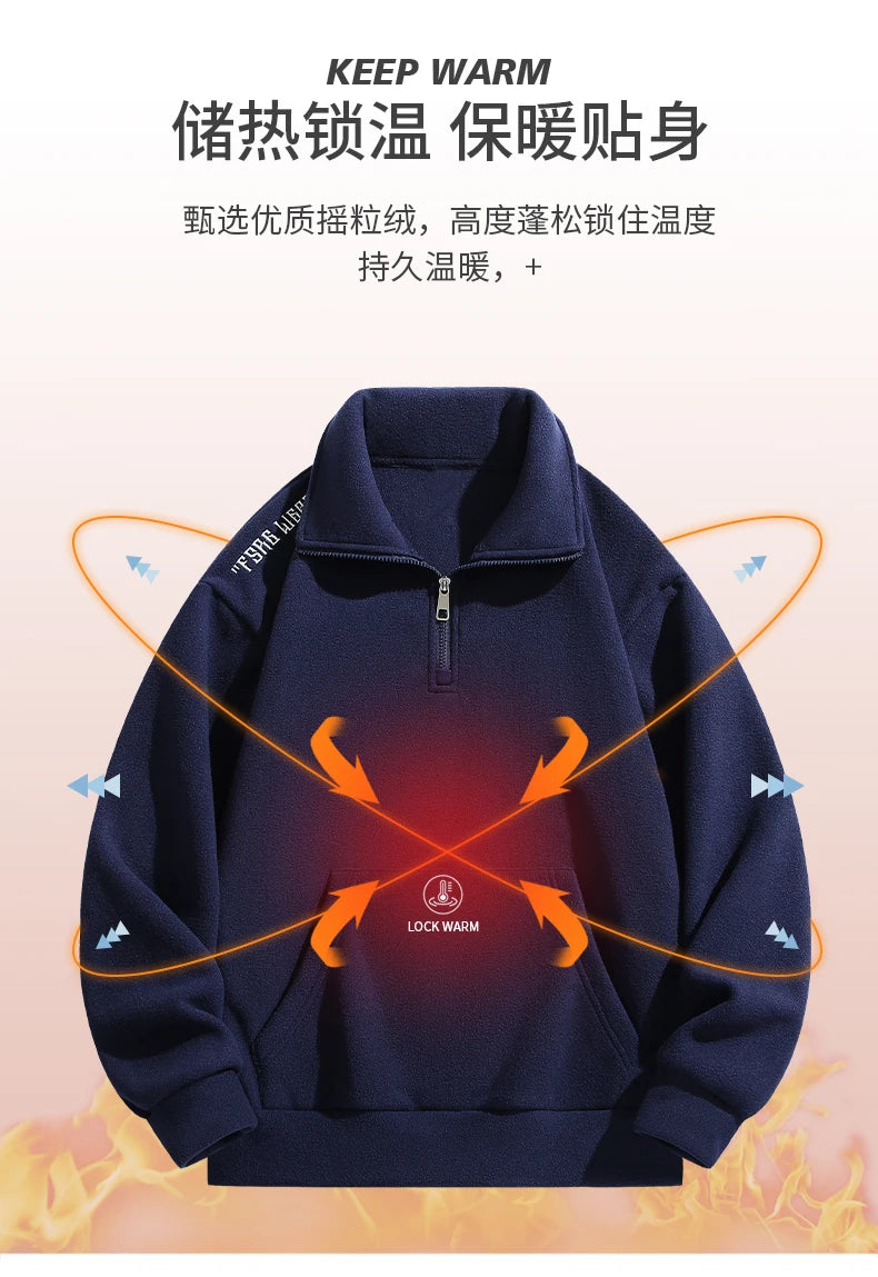 Plus Size Men Sweatshirt Half Zip Long Sleeve Pullover 6XL 7XL 100-175kg Solid Color Tops Autumn Winter Big Size Men Clothing