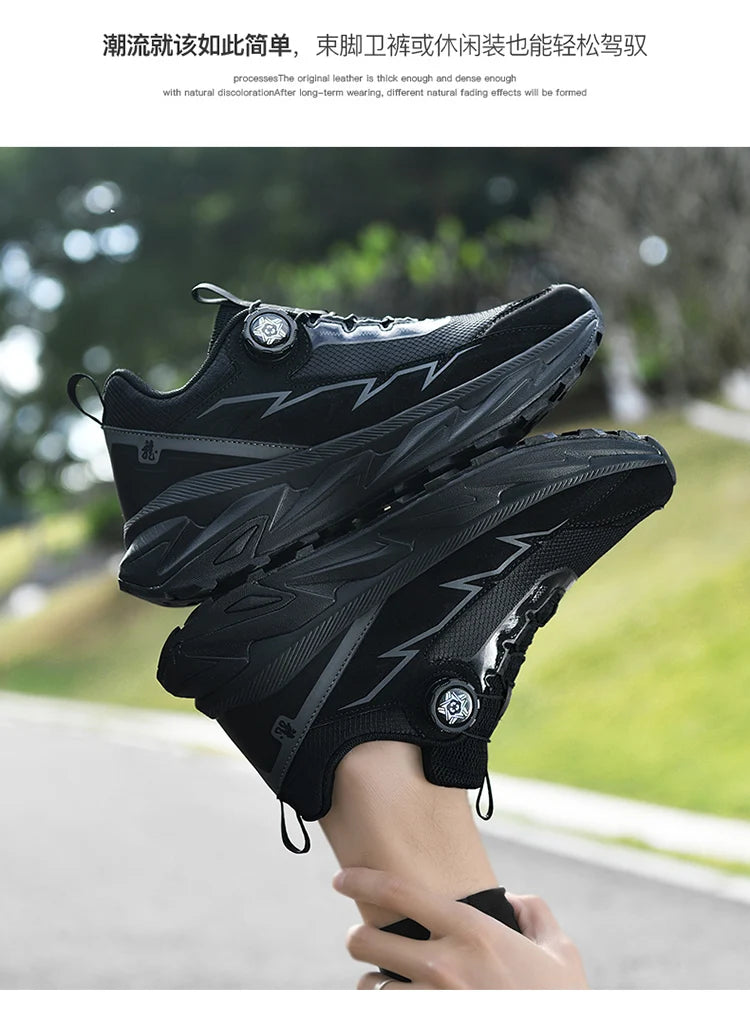 Spring Summer Large Rotating Buckle Mesh Breathable Sneakers Men's Running Shoes Fashion Casual Shoes 39-48