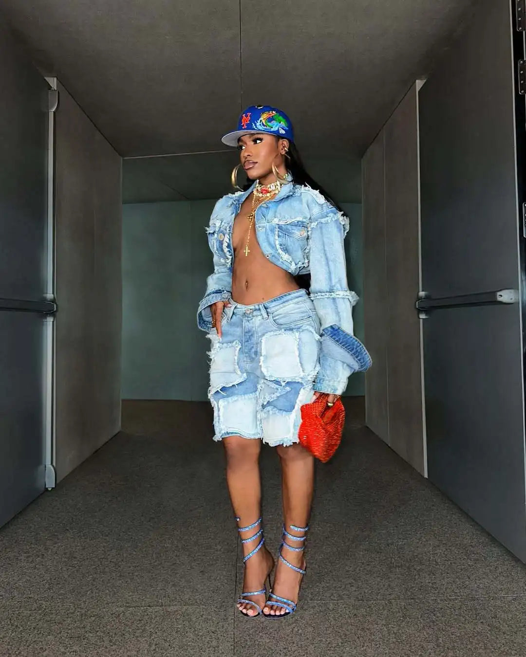 Denim Jean Jackets 2 Piece Pant Set Outfits Women Spring Clothes Y2K Streetwear Sexy Elegant Denim Shorts Two Piece Pant Sets