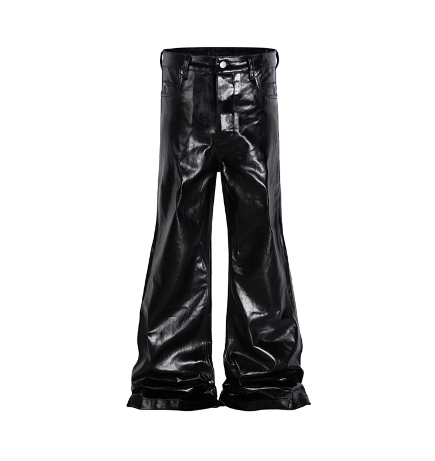 PFNW New Spring Men's Jeans Loose Wide Leg Coating Glossy Patent Leather Straight Male Denim Pants Niche Style 2025 12C509