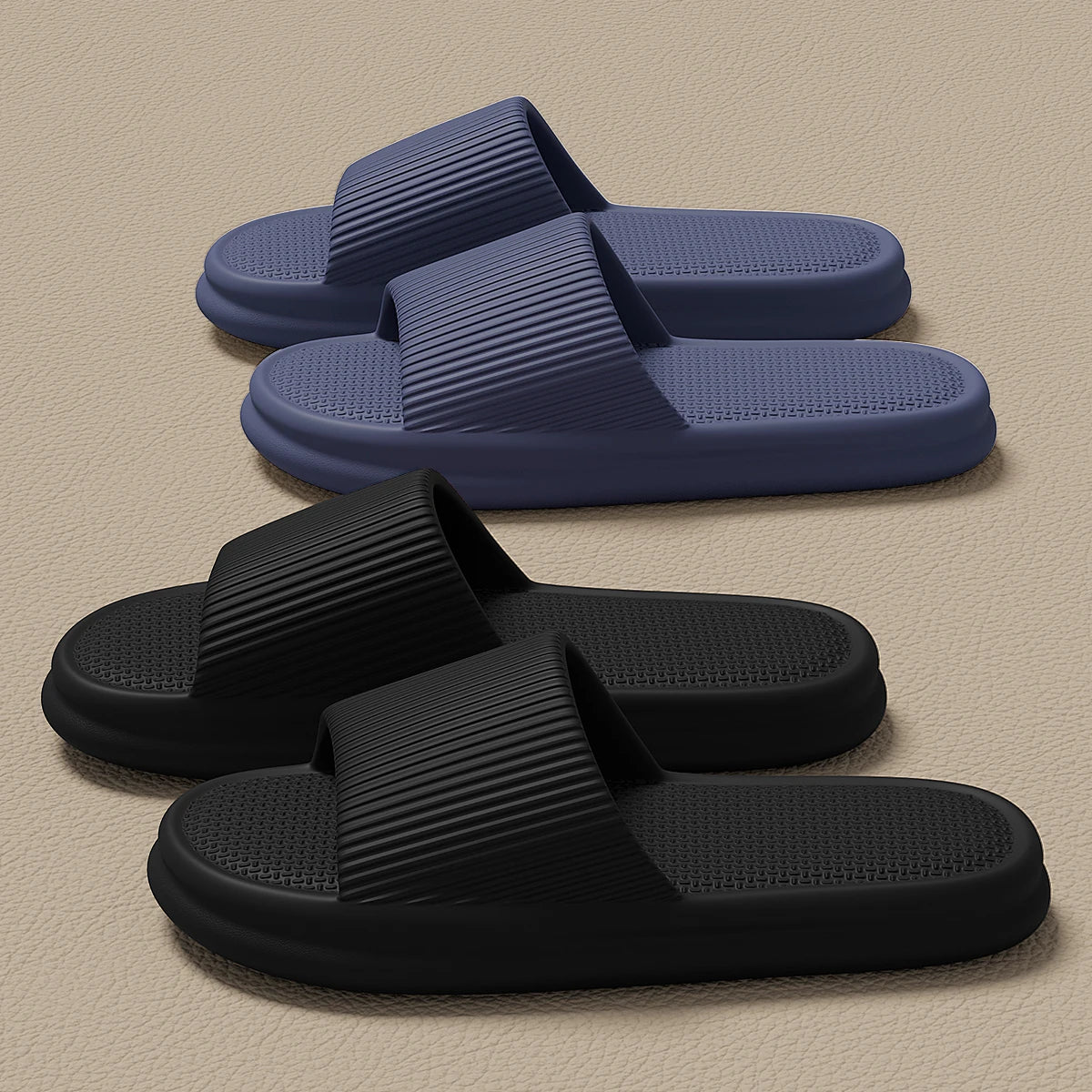Plus Size 48-49 Summer Men Slippers Solid Color Flat Sole Home Slippers For Women Man Coupple Bath Beach Slides Shoes