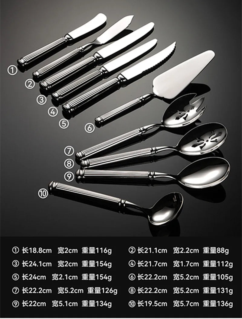 High Value 420 Stainless Steel Roman Cutlery Set Public Spoon Fork Knives Silverware Western Hotel Table Decoration Luxury Gift