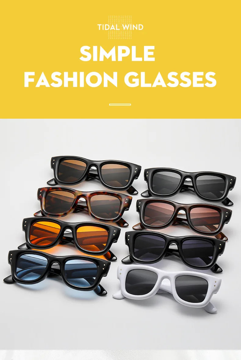 Fashion Vintage Square Rice Nail Women's Sunglasses Classic Punk Men Sunglass Outdoor Driving Travel Eyewear Female UV400 Lentes