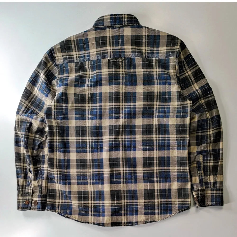 Spring and autumn new cotton washed male casual plaid shirt male thick long-sleeved shirt coat