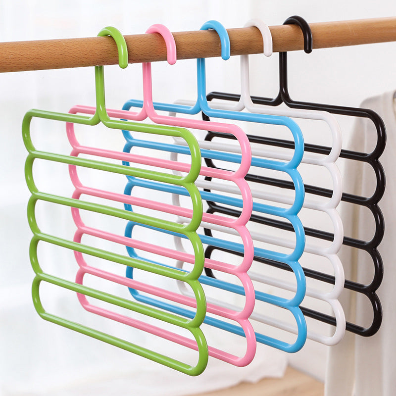 Clothes Hangers Trousers Hangers Holders Closet Storage Organizers 5 Layers Pants Towel Scarfs Racks Storage Organization