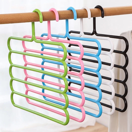 Clothes Hangers Trousers Hangers Holders Closet Storage Organizers 5 Layers Pants Towel Scarfs Racks Storage Organization