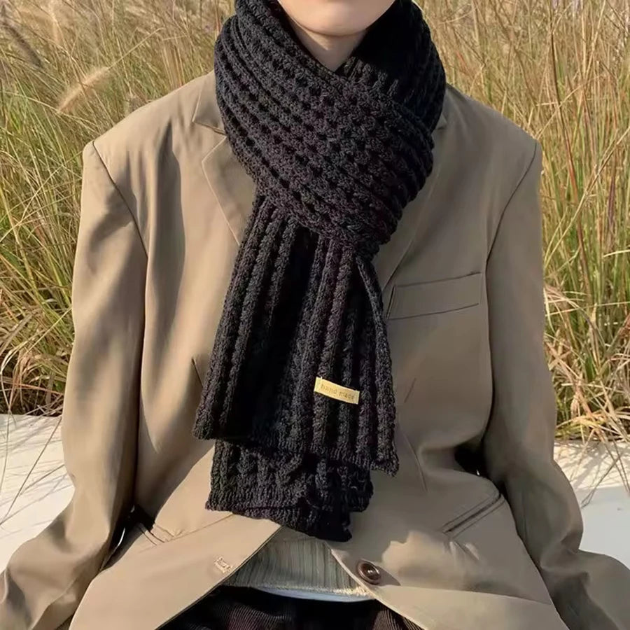 Winter Scarf Women Mens Thick Cable Knit Wrap Chunky Long Warm Scarf for Travel Office Warm Cashmere Scarves Neckercheif