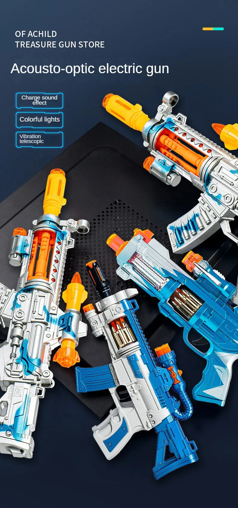 Children Electric Toy Gun Realistic Machine Submachine Gun Model Like Real Guns with Sound Light Effects Non-firing Kids Gifts