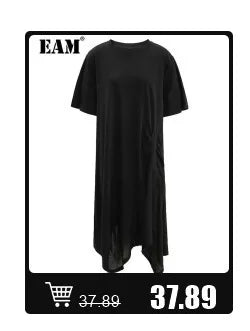 [EAM] Loose Fit Black Denim Big Size Sweatshirt New High Collar Long Sleeve Women Big Size Fashion Spring Autumn 2026 1K166
