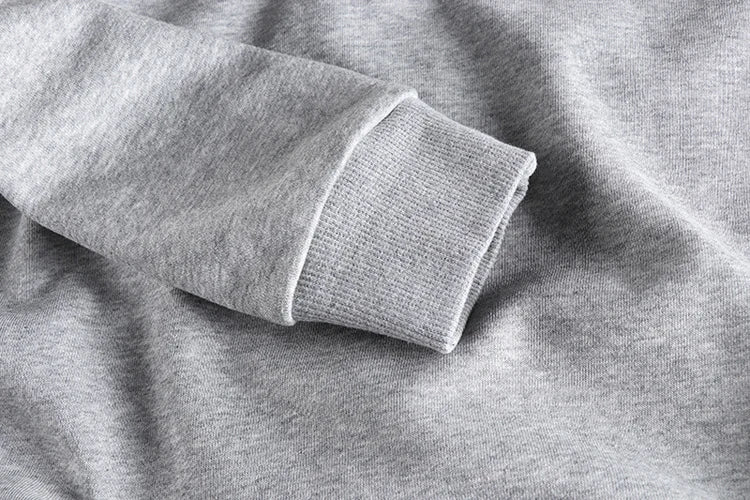 Spring New American Retro Sleeve Patch Solid Color Sweatshirt Men's Simple 100% Cotton Washed Pullover Loose Casual Sportwear