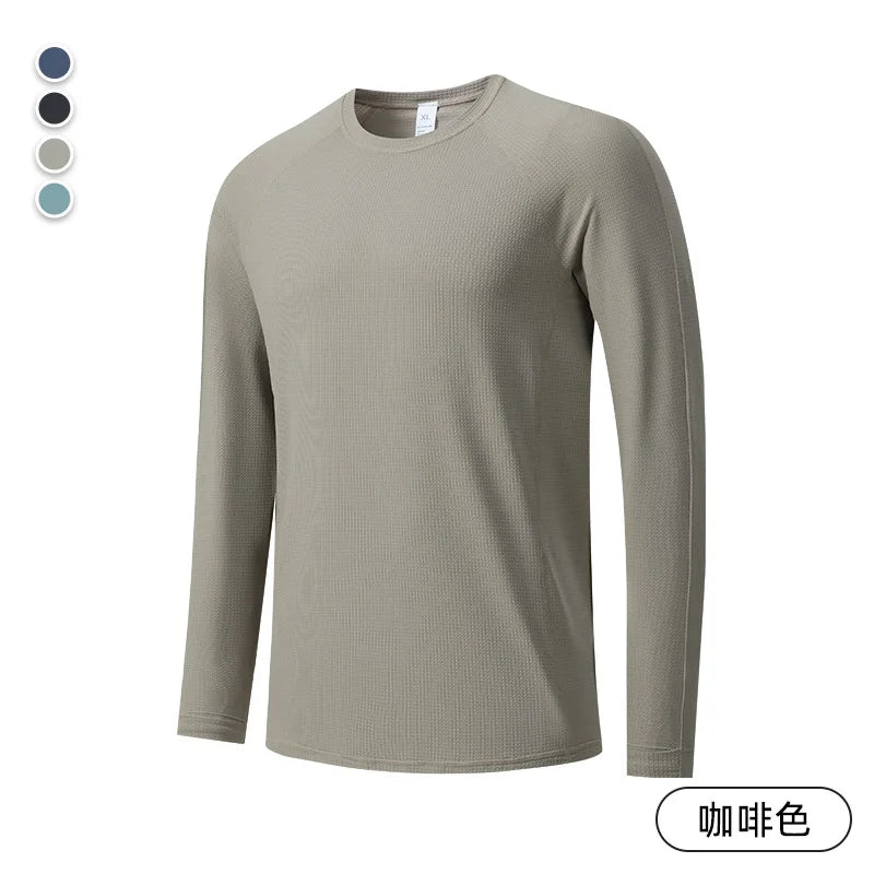 Men's Quick-Dry Breathable Long Sleeve T-Shirt Spring Autumn Thin Workout Top Outdoor Fitness Running Training Thumbhole Cuffs