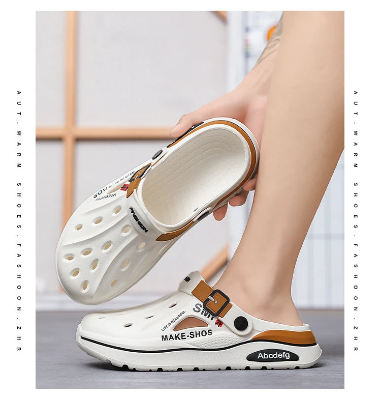 Summer Men Clogs Non-slip Thick-soled Casual Shoes Outerwear Beach Soft-soled Baotou Slippers Men's Slippers Sandals