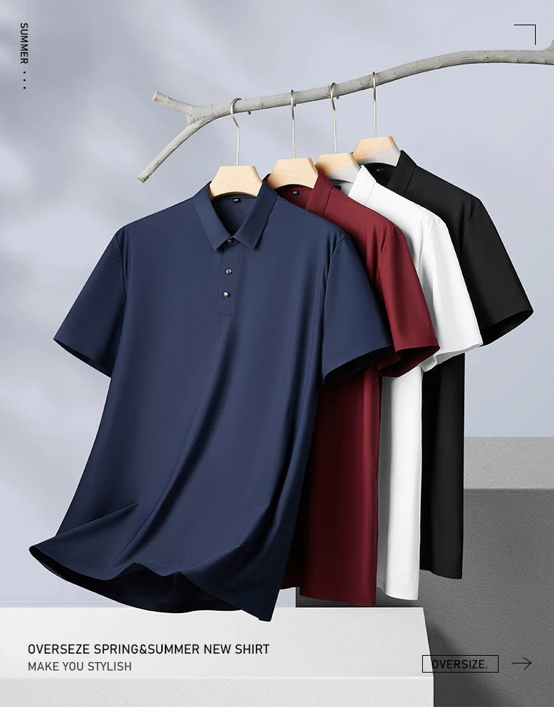 Men Polo Shirt Summer Cool Oversized 5XL 6XL 7XL 8XL Plus Size T Shirt 2024 Short Sleeve Breathable Thin Loose Fashion Male Soft