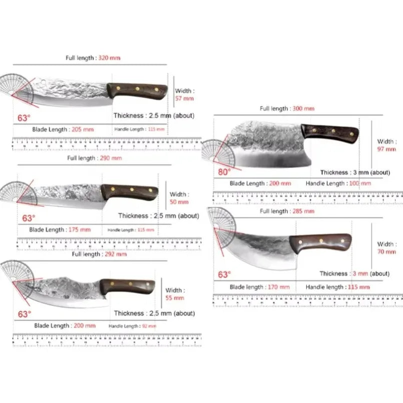 Wood Handle Kitchen Boning Knives Meat Cleaver Vegetable Bone Chop Butcher Knife Stainless Steel Professional Hand Forged Knives