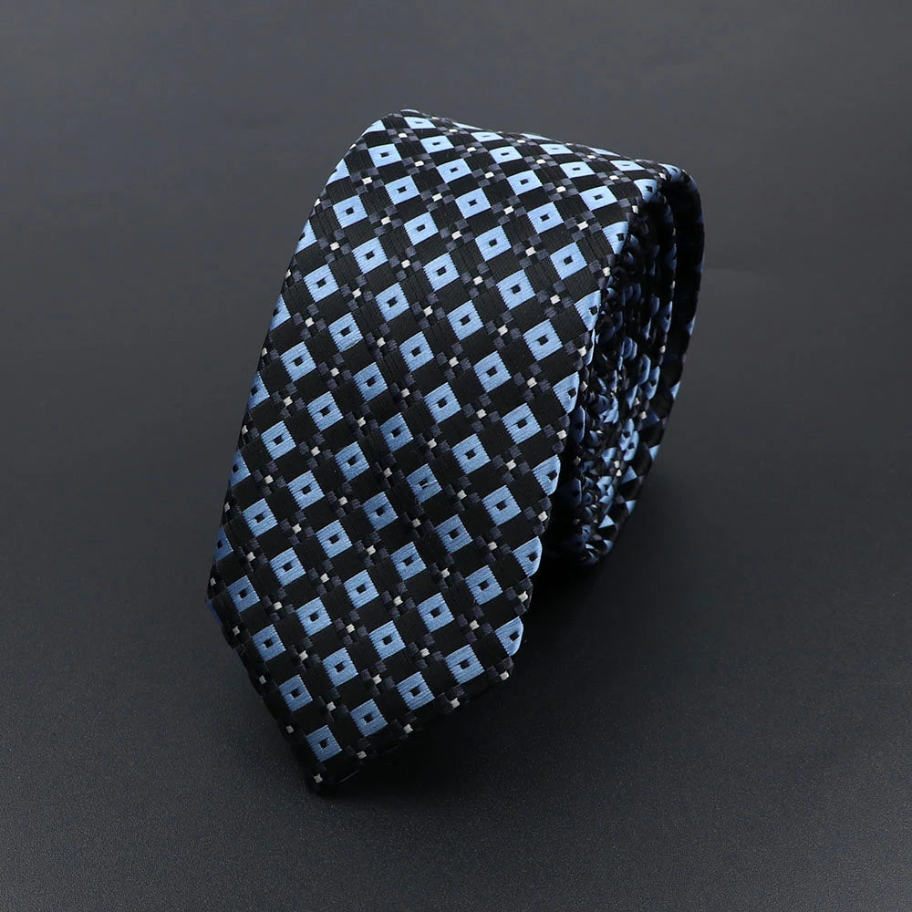 Mens 5cm Slim Tie Striped Plaid Red Black Narrow Necktie For Wedding Party Business Men Formal Suit Shirt Cravats Accessory Gift