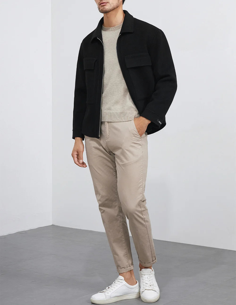 DAVIDSHAO Top Quality EU US Size Luxury Casual Wear Men Wool Coat Jacket Autumn Winter New Style Turn-Down Collar Vintage Coat