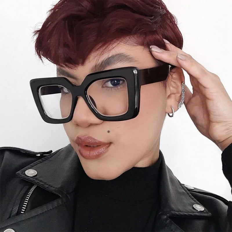Retro Luxury Oversized Square Anti-Blue Light Glasses Women Men Optical Eyeglasses Trendy Computer Classic Glasses Ladies Lentes