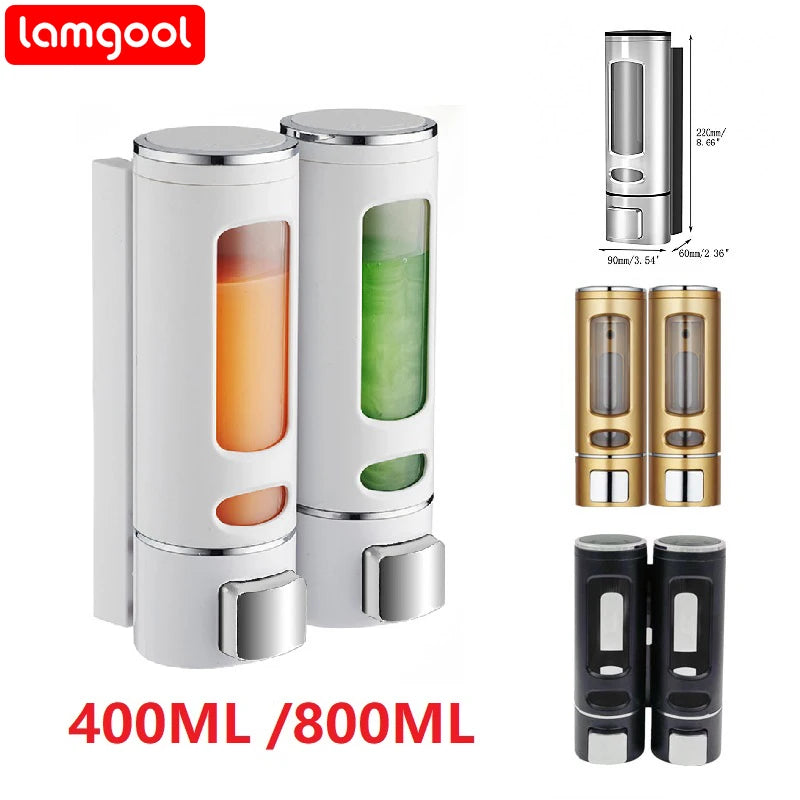 Lamgool Single/double Soap Dispenser Wall-Mount Shower Bath Shampoo Dispenser Liquid Soap Container Bathroom Accessories