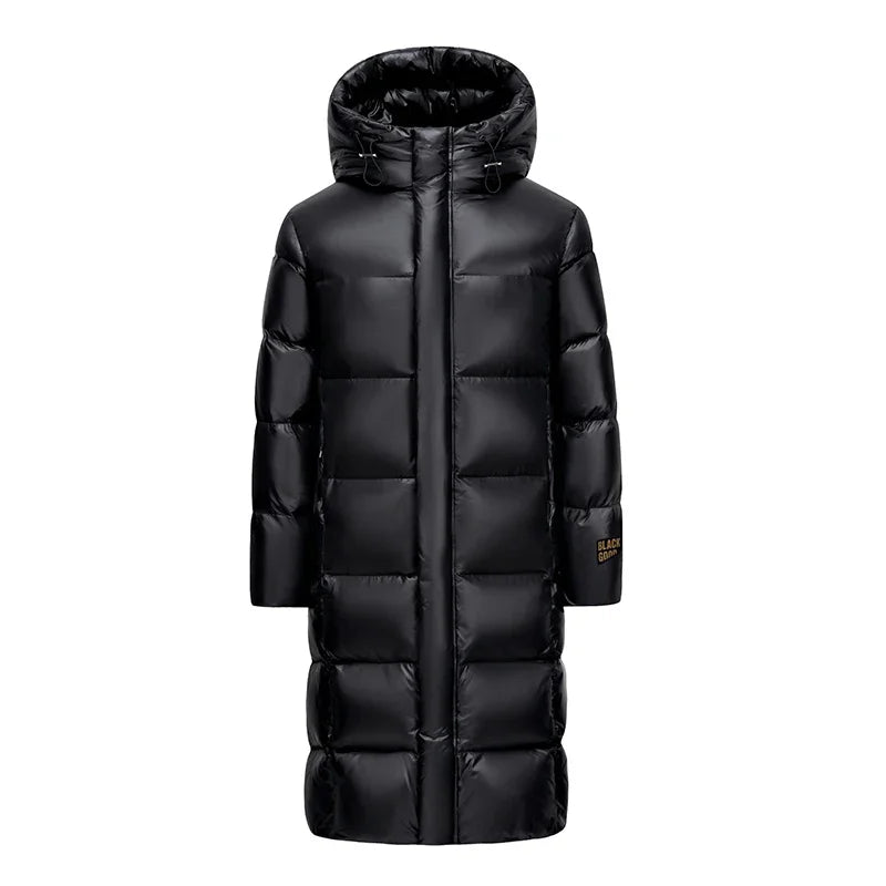 Winter 90%  White Goose Down Thick （Winter) Warm X-Long Men's Jackets 2025 New Arrivals Men Hooded Korean Down Parkas Coat