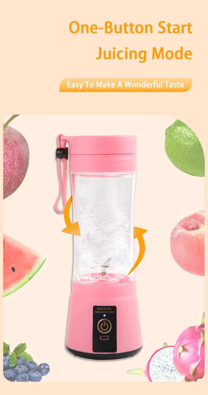Cordless Portable Personal Size Blender - Mini Blender Make Smoothies and Shakes, 380Ml BPA Free Travel Cup for Office/Home/Gym