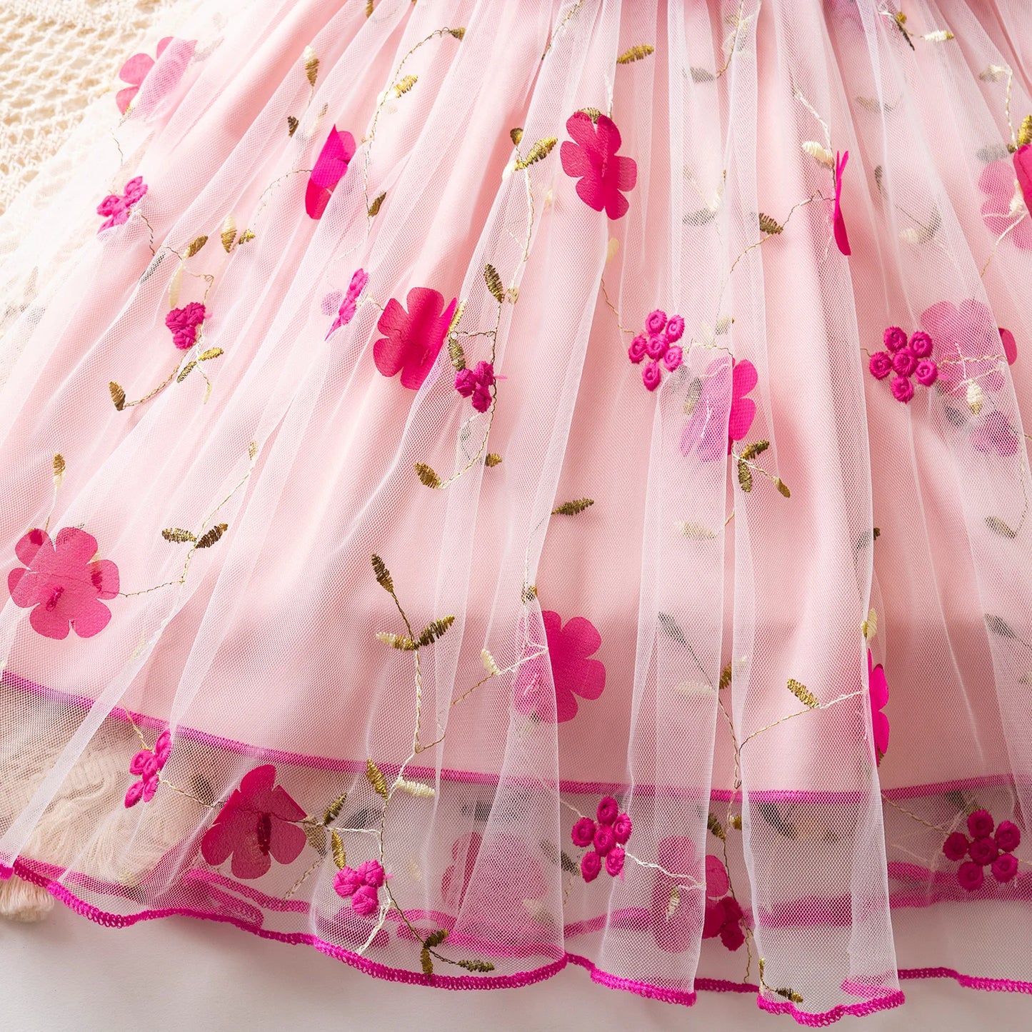 Girls Fairy Dress for 3-8 Yrs Birthday Party Princess Dress Flower Girl Dress for Wedding Embroidery Easter Dress for Girls Wear