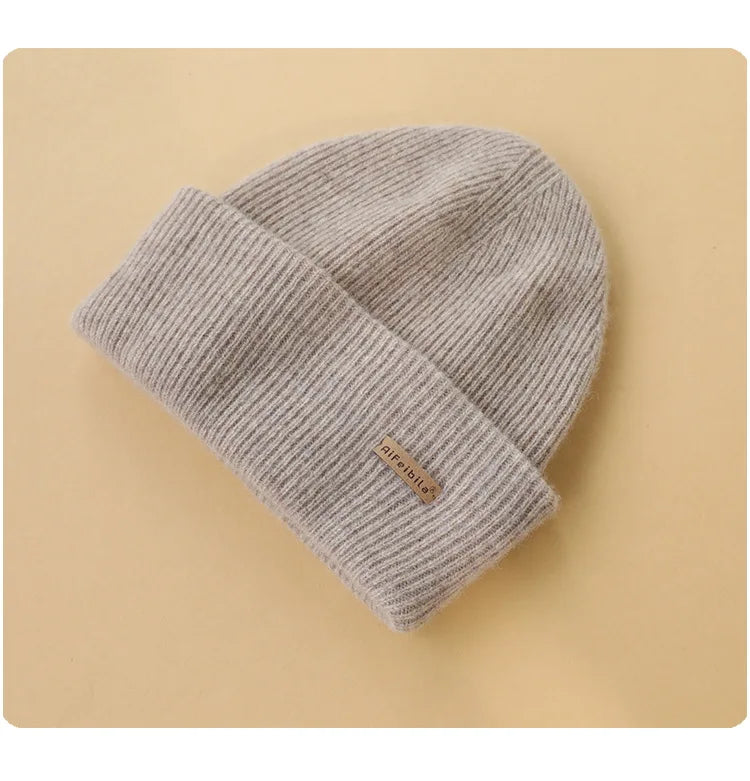 100% Merino Wool Double-Sided Beanie for Men Women Thick Soft Warm Winter Skull Caps Solid Color Knitted Beanies Hat