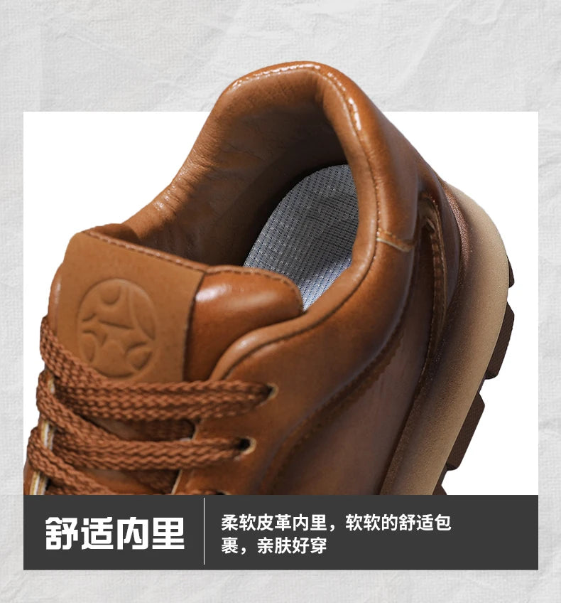 Classic Leather Casual Sneakers Men Comfortable Men's Spring Autumn Sneakers Platform Shoes Lace Up Brown Black Footwear 2025