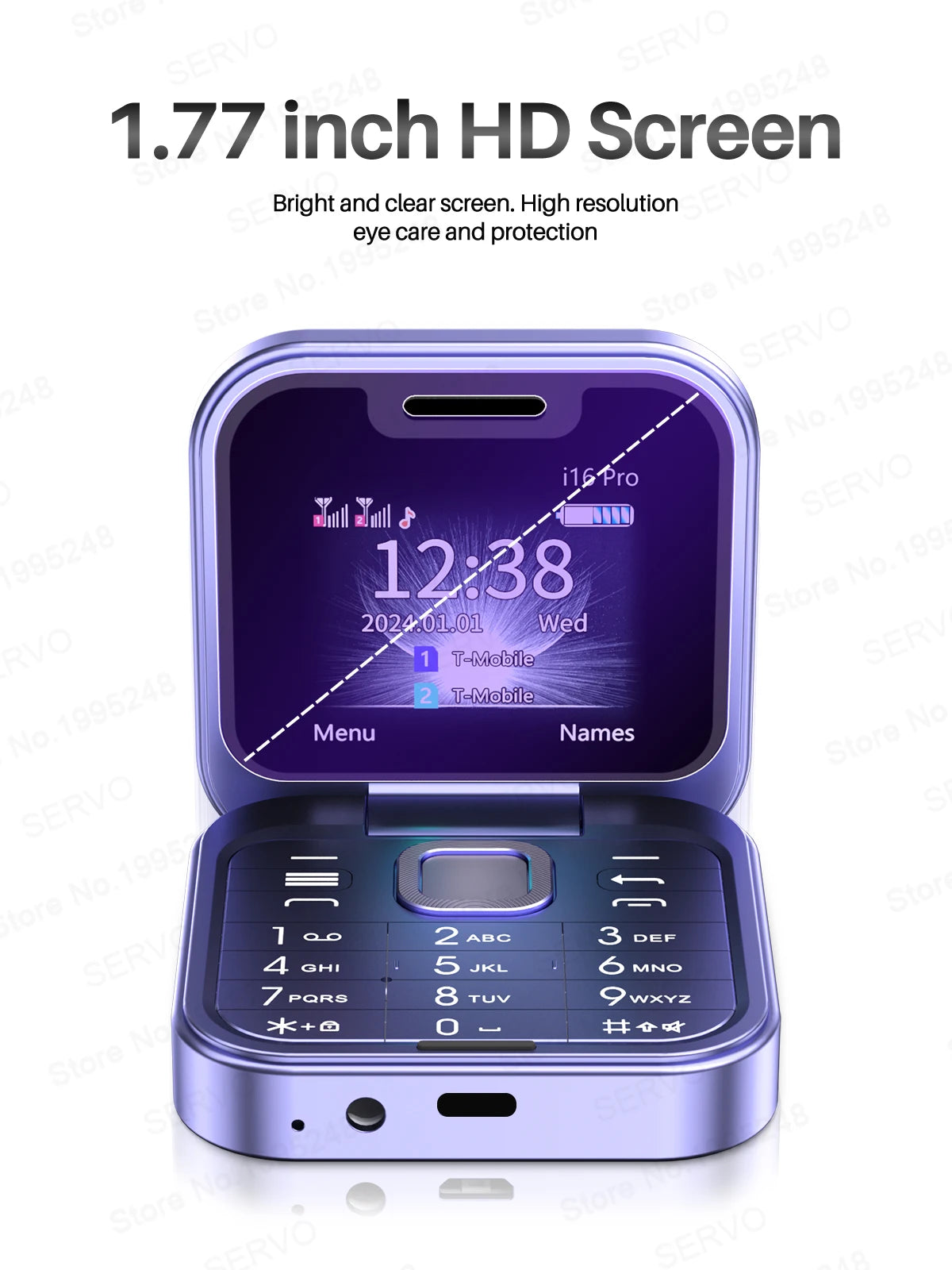 SERVO i16 Pro Mini Flip Mobile Phone Dual SIM Card Speed Dial Magic Voice Blacklist FM Radio 2G GSM Cute Foldable Cellular Phone
