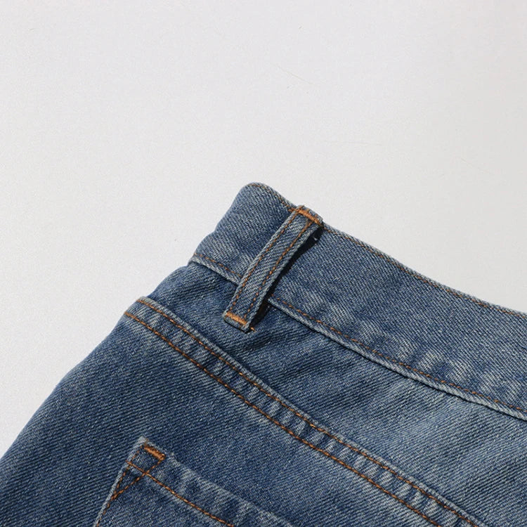 2025 Summer New Fashion Women's Jeans High Waist Straight Wide Leg Embroidery Heart Hollow Out Female Denim Pants