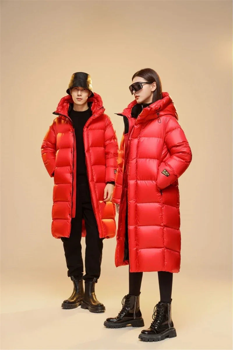 Winter 90%  White Goose Down Thick （Winter) Warm X-Long Men's Jackets 2025 New Arrivals Men Hooded Korean Down Parkas Coat