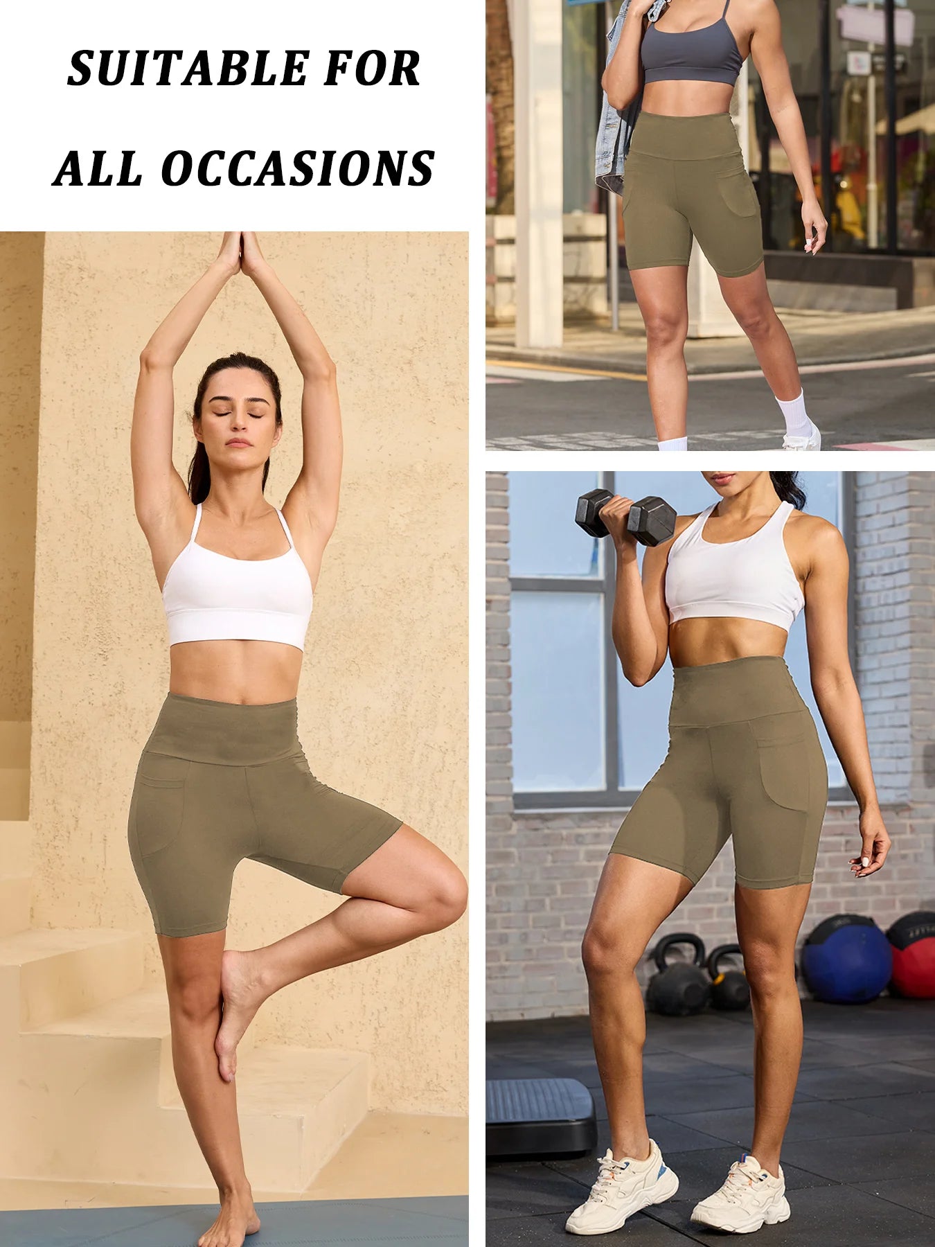 Plus Size Workout Shorts for Women High Waisted Biker with Pockets Super Soft No See Through Tummy Control