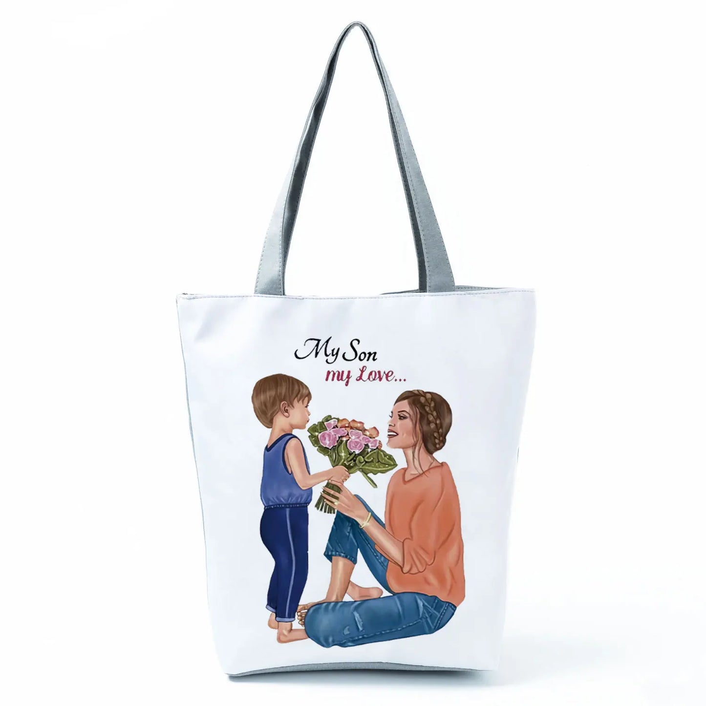 Golden Afro Woman Printed Handbags Pretty Fashion Shoulder Bag Eco Portable Shopping Bag High Capacity Beach Bag Practical Tote