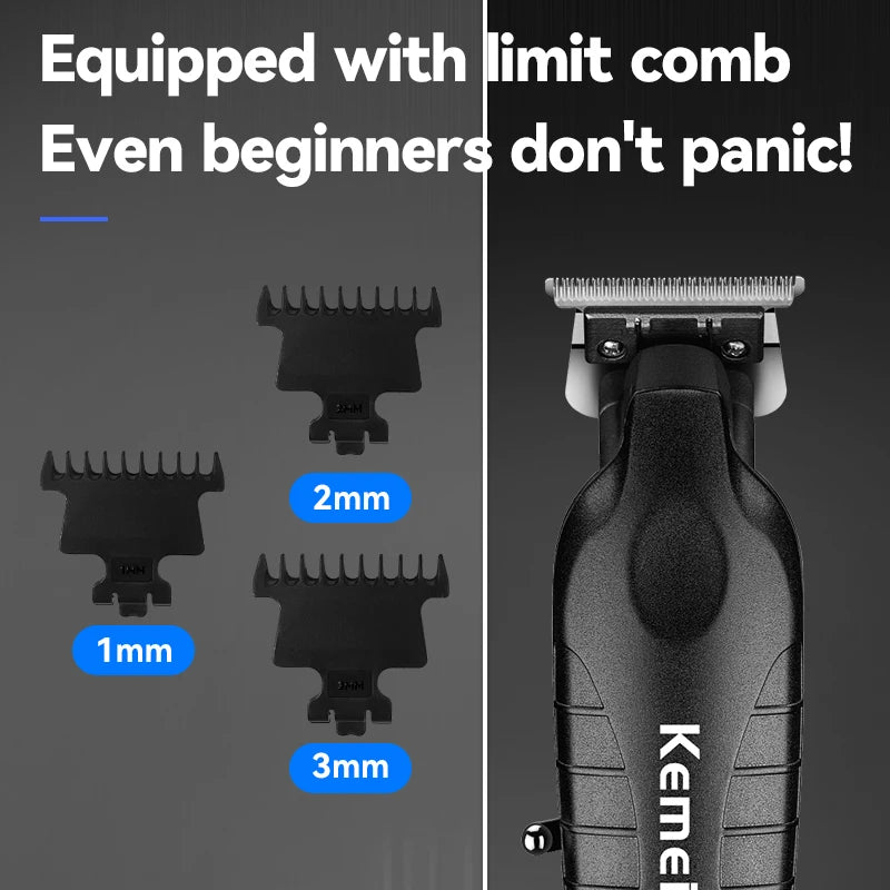 Kemei Km-2293 Barber Cordless Hair Trimmer 0mm Zero Gapped Carving Hair Clipper Professional Electric Finish Cutting Machine