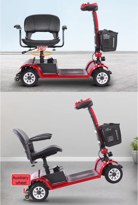 Elderly Four-Wheeled Elderly Electric Mobility Scooter Disabled Assisted Folding Family Car With Battery For Handicapped Users