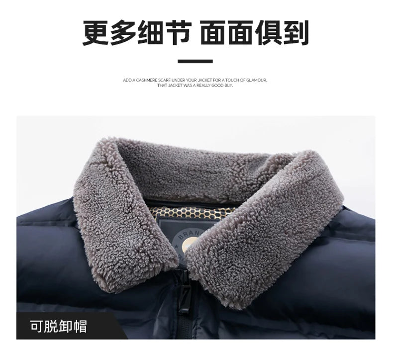 Winter Men Casual Parkas Solid Color Warm Thickened Jacket for Men Quality Turn-down Collar Male Overcoat 2024 Fashion All-match