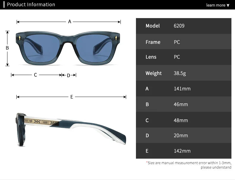 Hot Sale New Polarized Sunglasses Male Fashion Black Travelling UV400 Shades Men Women Classic Square High Quality Rivet Glasses