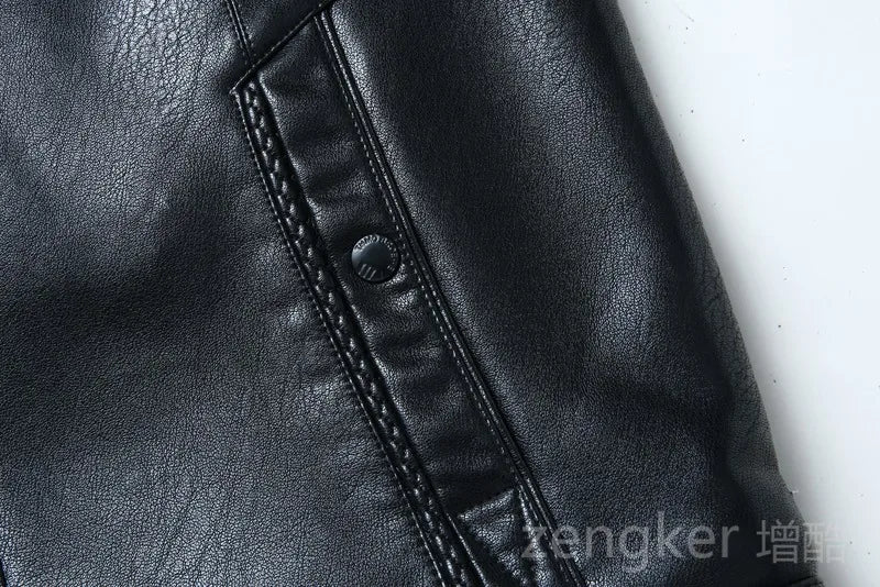 Large size men's PU leather jacket male tide winter extra large men loose man leather jacket fleece 7XL 6XL waterproof jacket