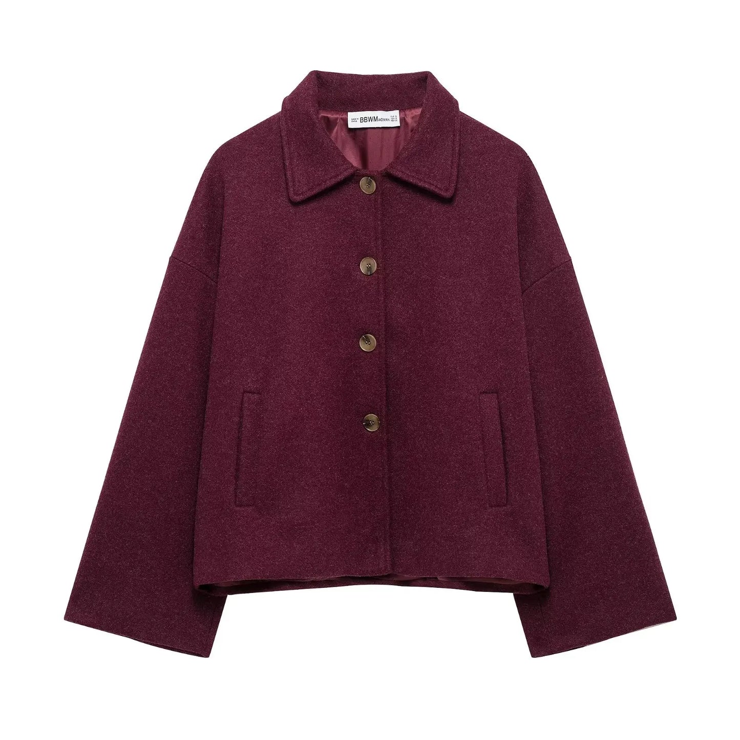 HH Women Fashion Single-Breasted Lapel Pocket Decorate Casual Slim Jacket Female Autumn High Street Long Sleeves Short Coat