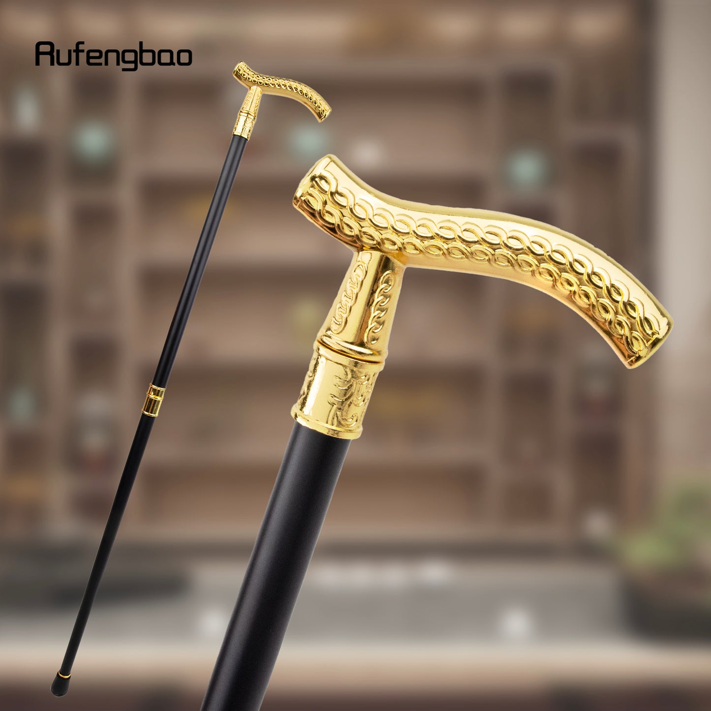 Golden Flower Wheatear Pattern Luxury Fashion Walking Stick for Party Decorative Cane Elegant Crosier Knob Walking Stick 93cm