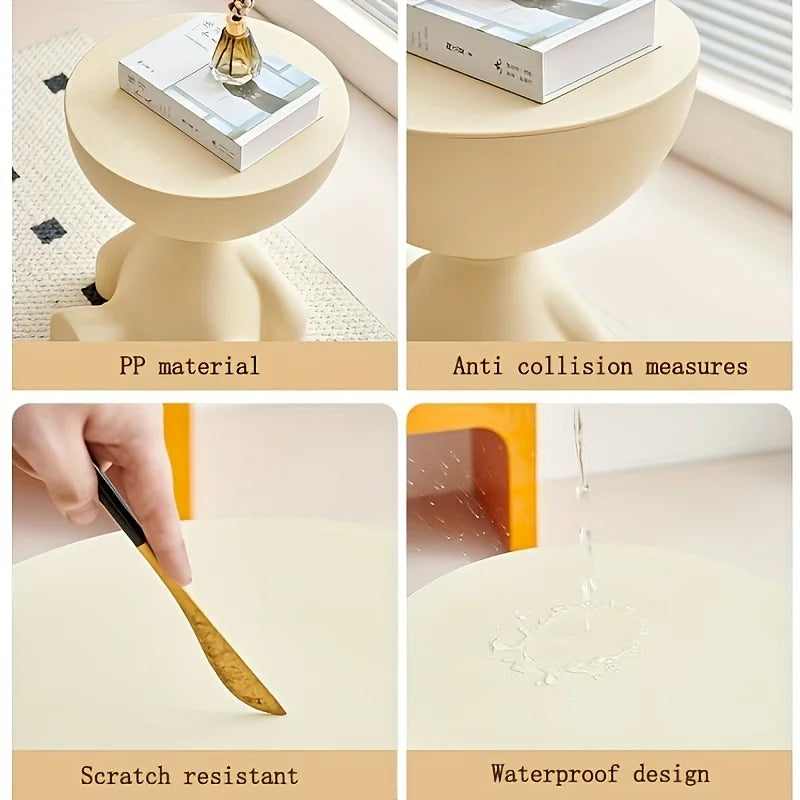 Bedside Table, Home Sofa Edge, Circular Coffee Table, Mini Bedside Table with Storage Space, Suitable for Small Space Decoration