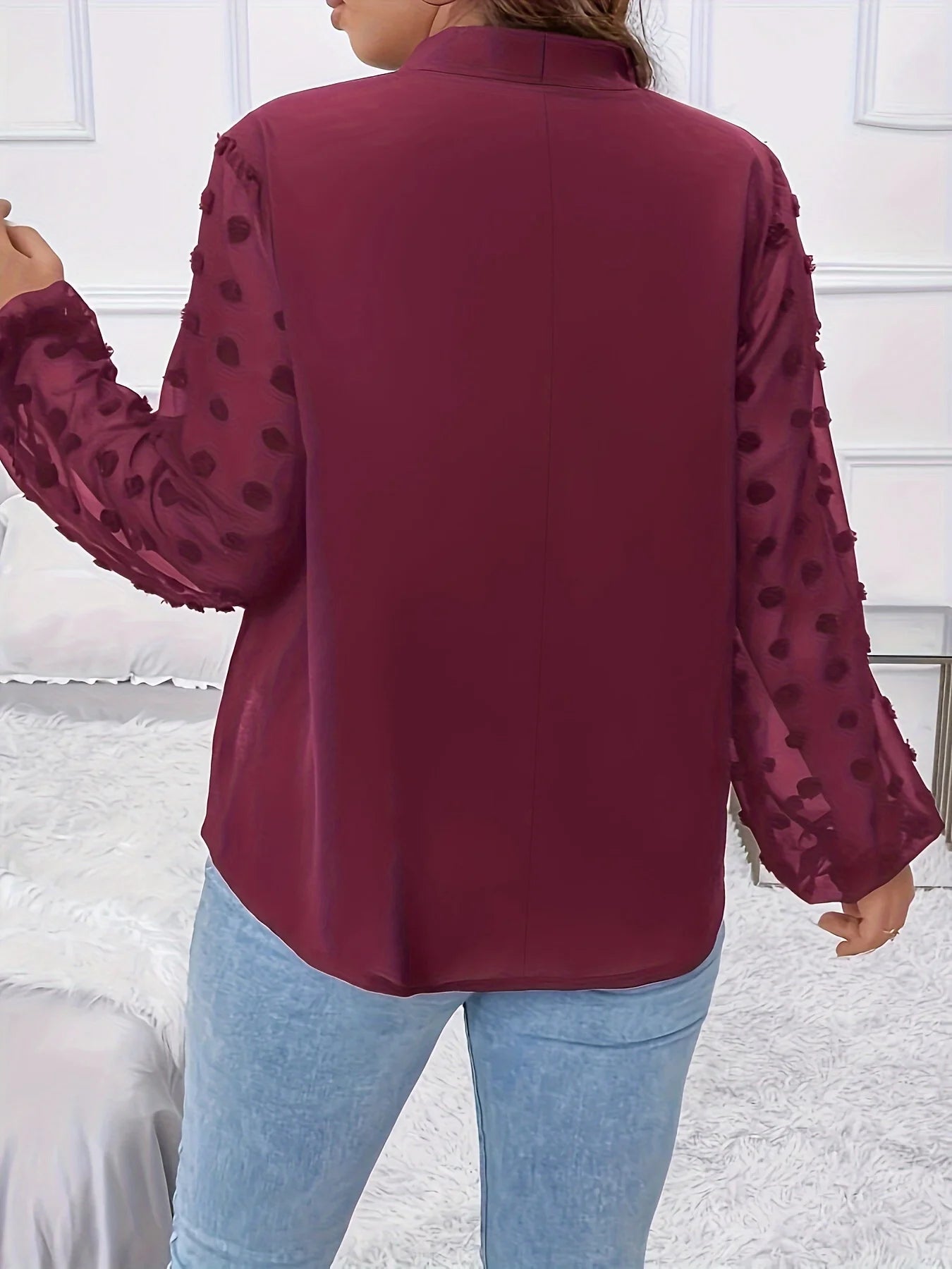 Plus Size Spring Autumn Women Elegant Bow Tie Neck Shirt Office Lady Fashion Solid Curve Clothing Casual Long Sleeve Tops