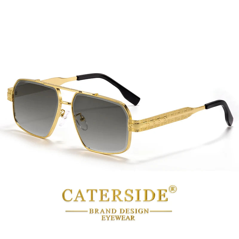 CATERSIDE Men's Luxury Sunglasses High-Quality Metal Frame Sun Glasses Fashion Women's Outdoor Travel Decoration Glasses Uv400