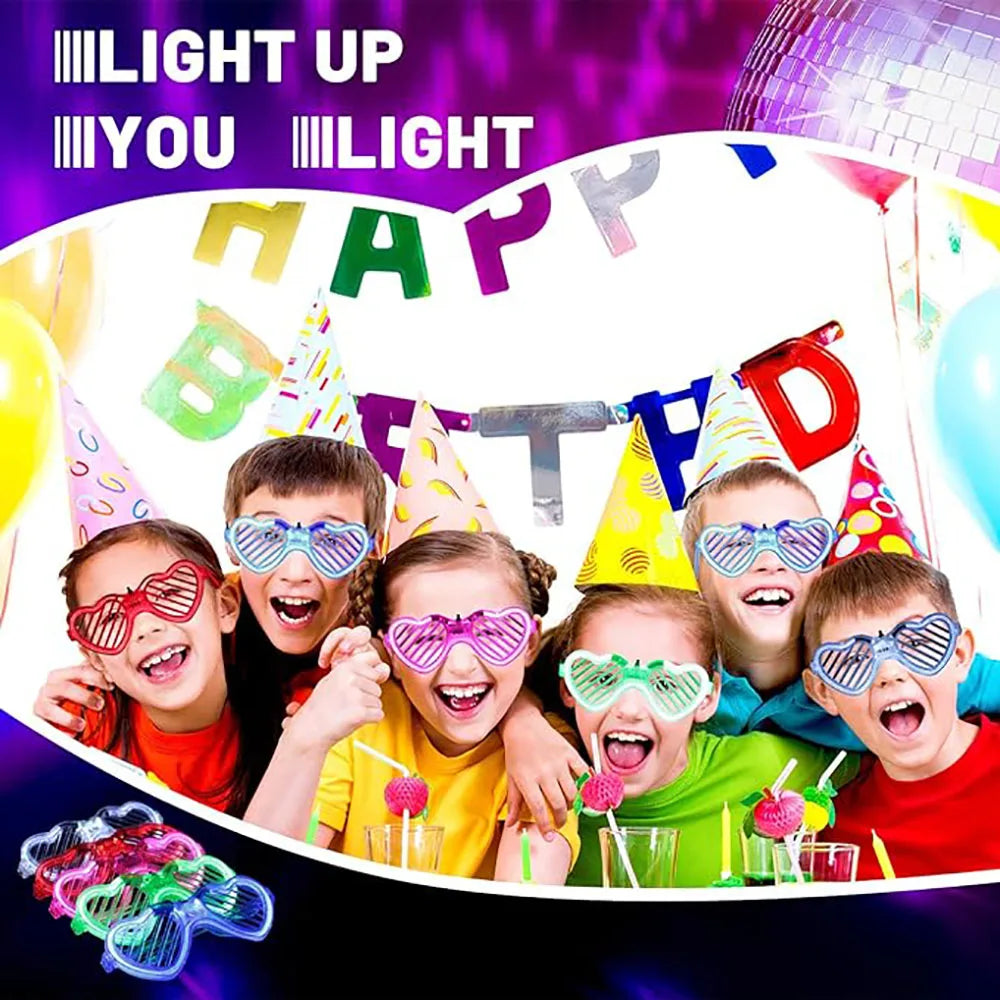 5/10/20/30Pcs Glow In The Dark Glasses Heart Shaped LED Light Up Sunglasses Glow Neon Party Favor for Kids Adults Party Supplies