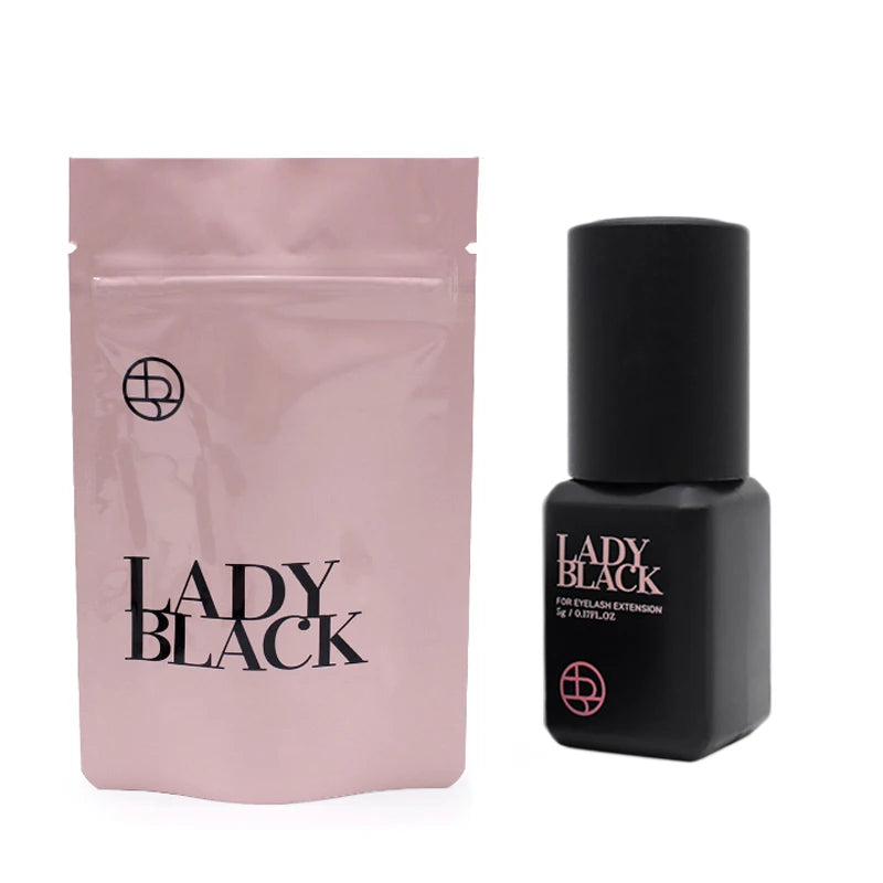 5 Bottles Original Lady Black Glue for Eyelash Extensions with Original Bag Low Irritation 5ml Korea False Lash Glue Makeup Tool