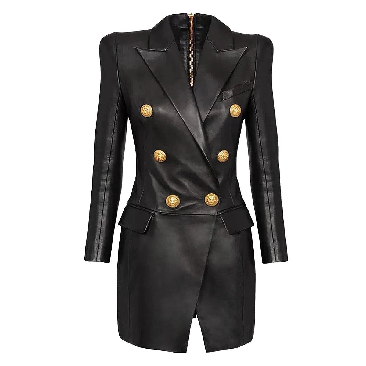 2024 Spring And Autumn New High-end Fashion, Simple Temperament, Slim Slim Skin, Women's Pu Leather Suit Skirt Dress