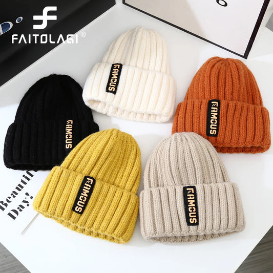 Soft Woolen Knitted Hat For Men Women Solid Color Beanies Autumn Winter Warm Skullies Cap  Crochet Bonnet Unisex Skullcaps gorra