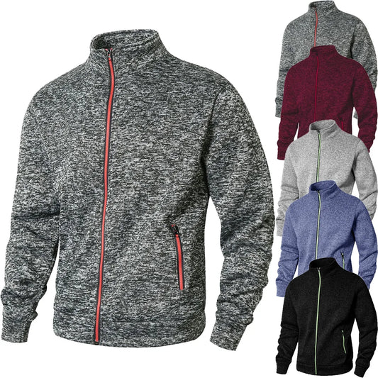 Men's Stand Collar Jacket Cardigan Casual Spring and Autumn Zip Up Sweatshirt for Men